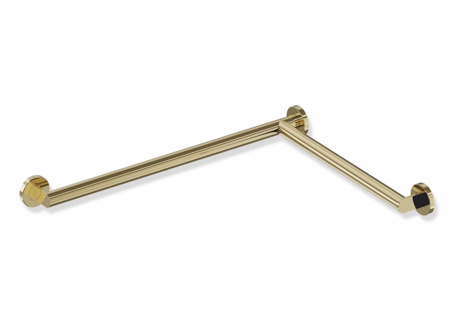 Dusch-, WannenhandlaufEdelstahl, PVD, waagerechte Längen 947 x 495 mm, 70 mm tief, Stangendurchmesser 32 mm, Ausführung rechts, in Farbe CK (Messing glänzend)