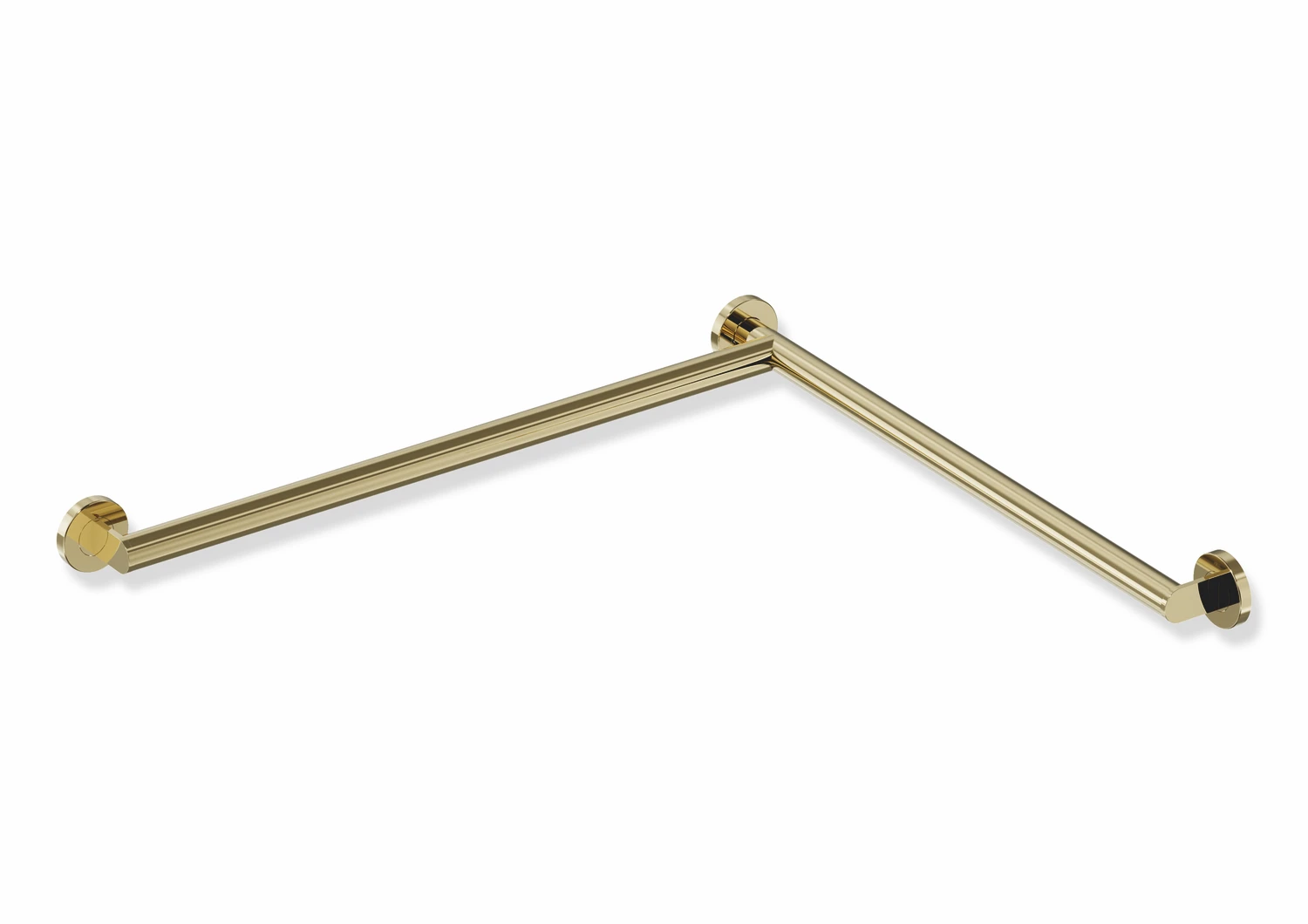 Dusch-, WannenhandlaufEdelstahl, PVD, waagerechte Längen 647 mm, 70 mm tief, Stangendurchmesser 32 mm, Ausführung links, in Farbe CK (Messing glänzend)