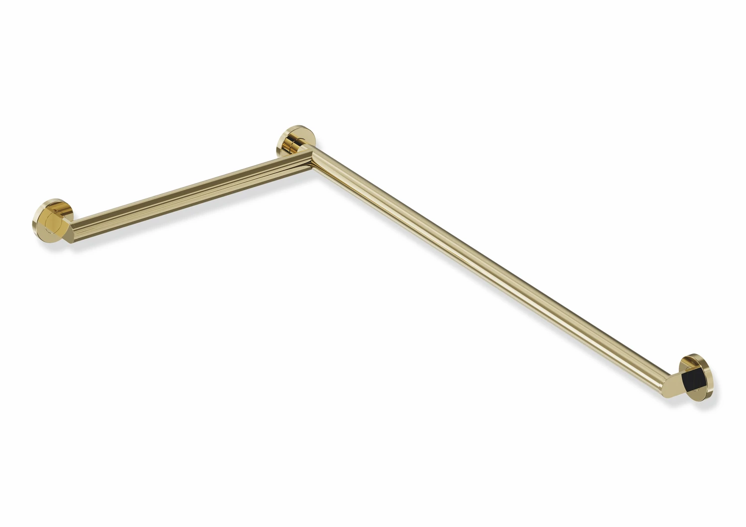 Dusch-, WannenhandlaufEdelstahl, PVD, waagerechte Längen 947 x 495 mm, 70 mm tief, Stangendurchmesser 32 mm, Ausführung links, in Farbe CK (Messing glänzend)