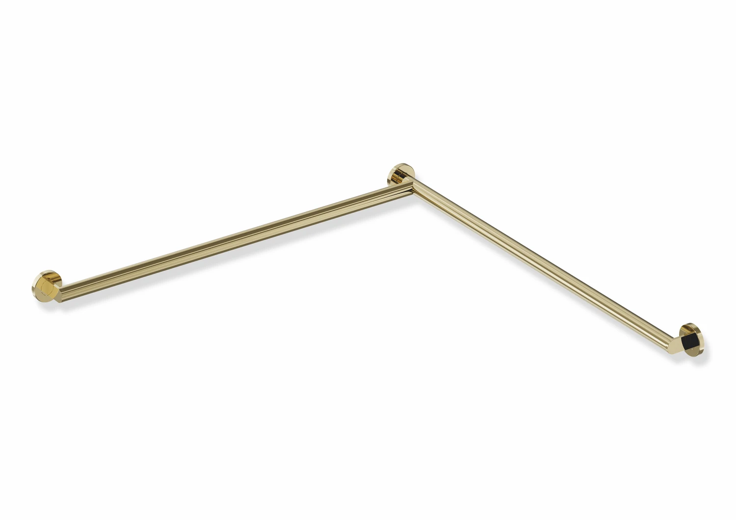 Dusch-, WannenhandlaufEdelstahl, PVD, waagerechte Längen 947 mm, 70 mm tief, Stangendurchmesser 32 mm, Ausführung links, in Farbe CK (Messing glänzend)