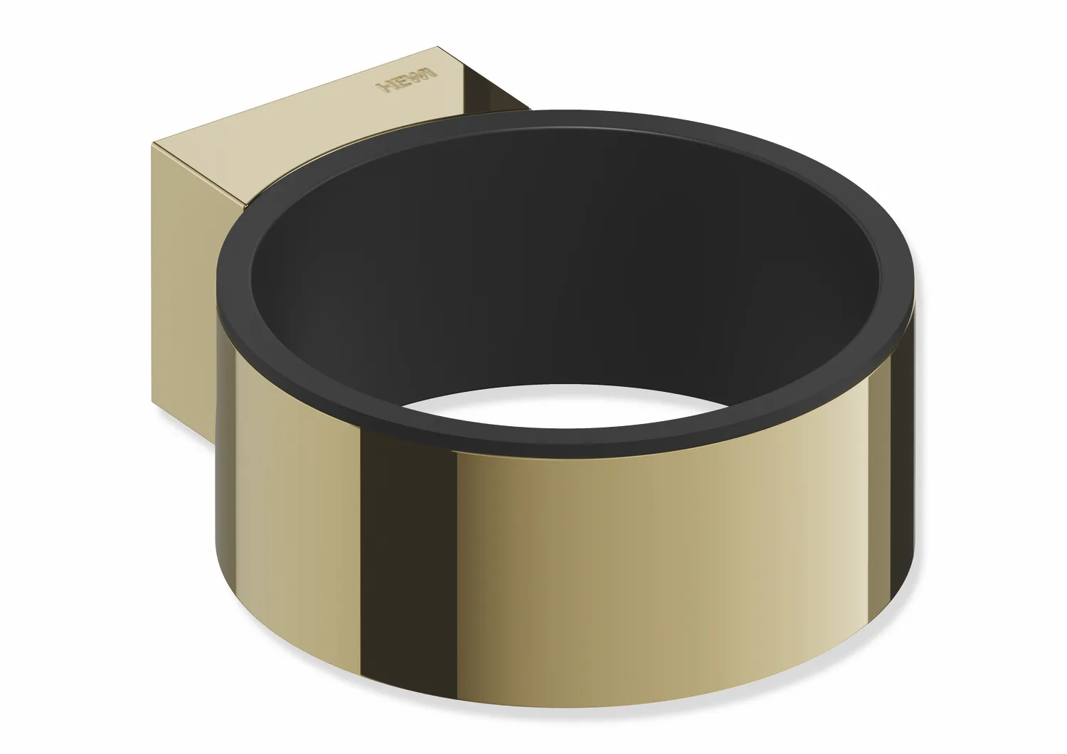 Föhnhalter des Systems 900, Halter aus Edelstahl, PVD, zur Wandmontage, mit Einsatz zum Schutz aus mattem Polyamid, schwarz, in Farbe CK (Messing glänzend)