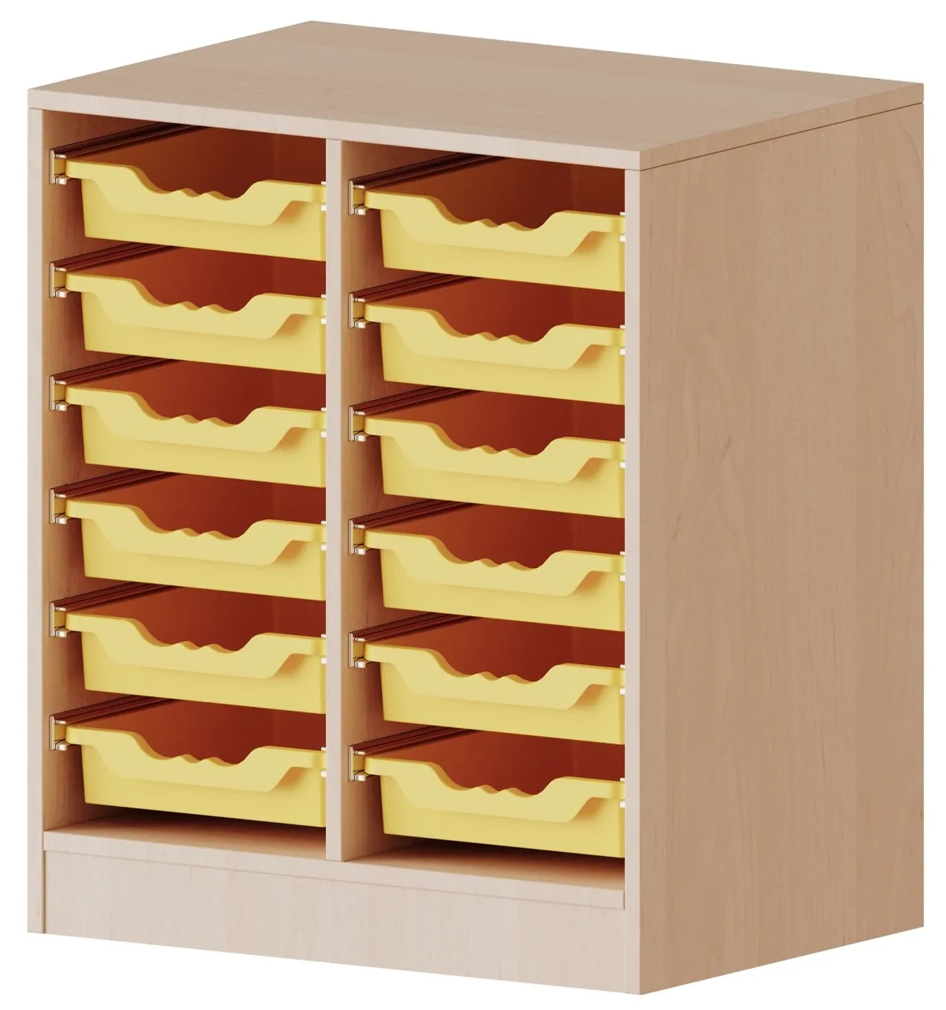 Regal zweireihig mit 12 flachen ErgoTray Boxen, B/H 70,3 x 82 cm - EVO180 Serie