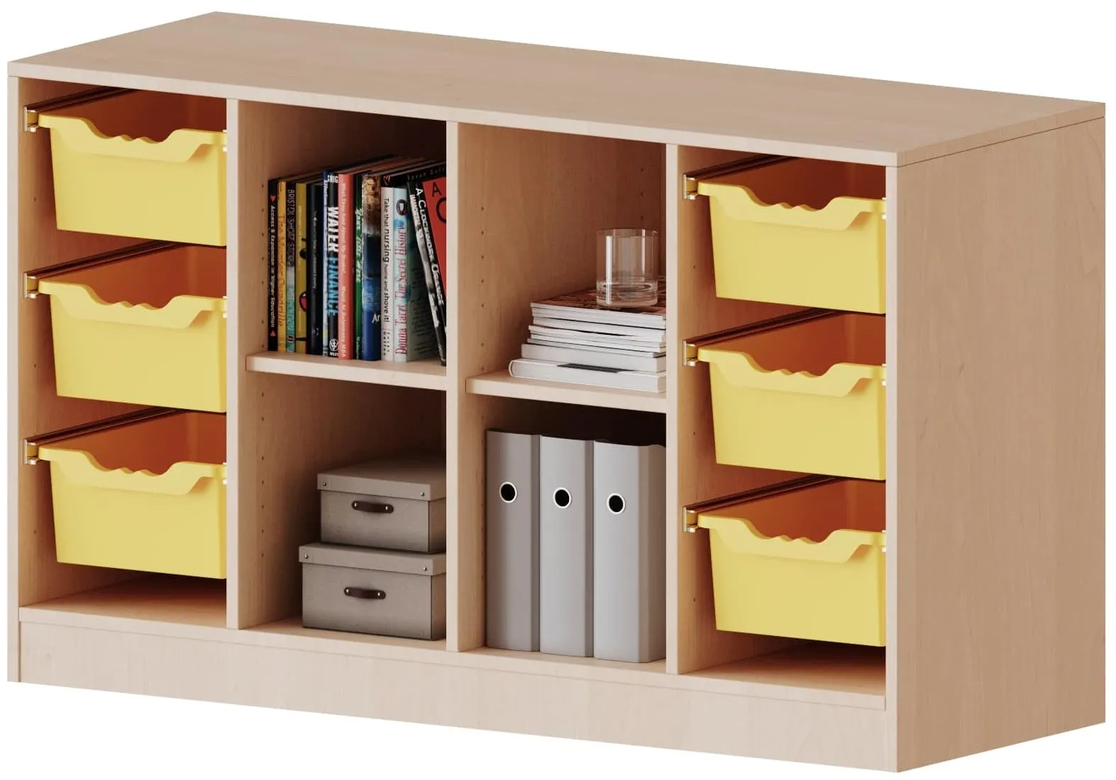 Regal mit 6 hohen ErgoTray Boxen und 4 Fächern, B/H 138,7 x 82 cm - EVO180 Serie