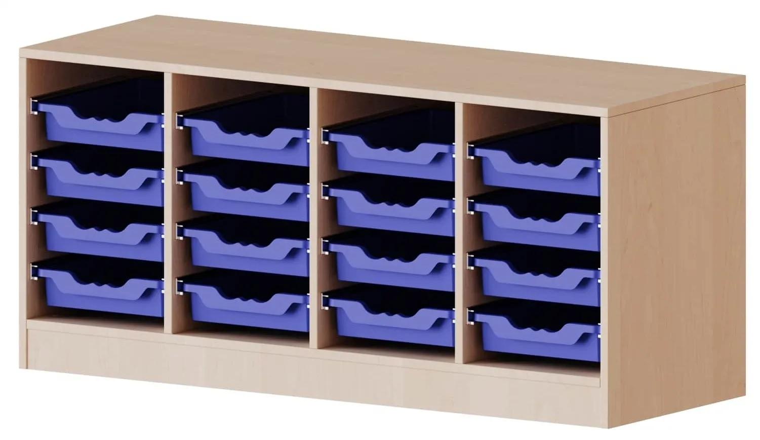 Regal vierreihig mit 16 flachen ErgoTray Boxen, B/H 138,7 x 64 cm - EVO180 Serie