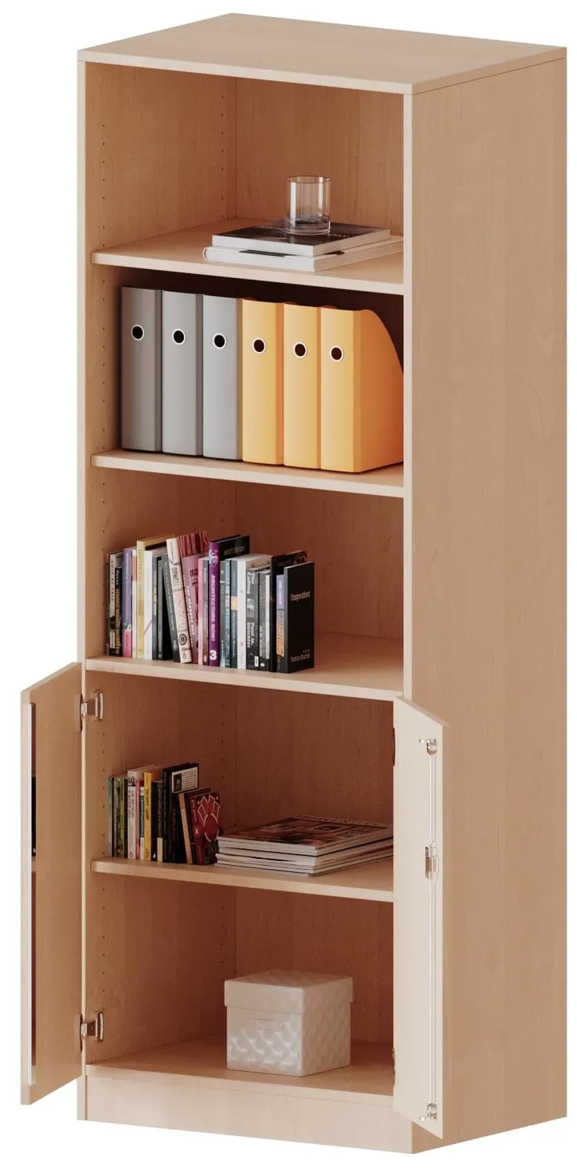 Kombischrank mit 5 Ordnerhöhen davon 3 offen, Breite 70,3 cm - EVO180 Serie