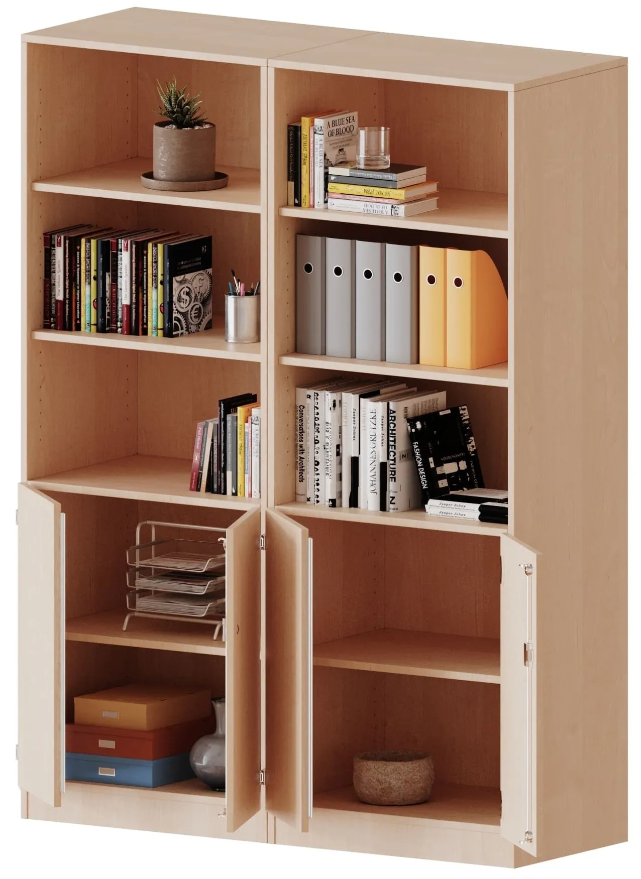 Kombischrank mit 5 Ordnerhöhen davon 3 offen, B/H/T 140,6 x 190 x 50 cm - EVO180 Serie