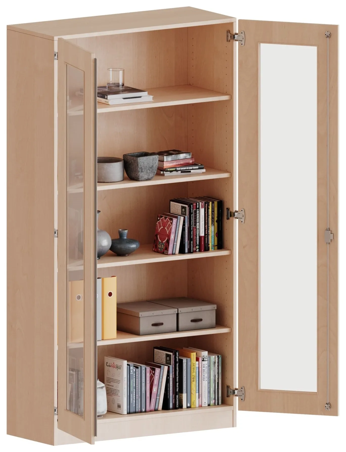 Schrank mit 5 Fächern und 4/5 Glasausschnitt, B/H 100 x 190 cm - EVO180 Serie