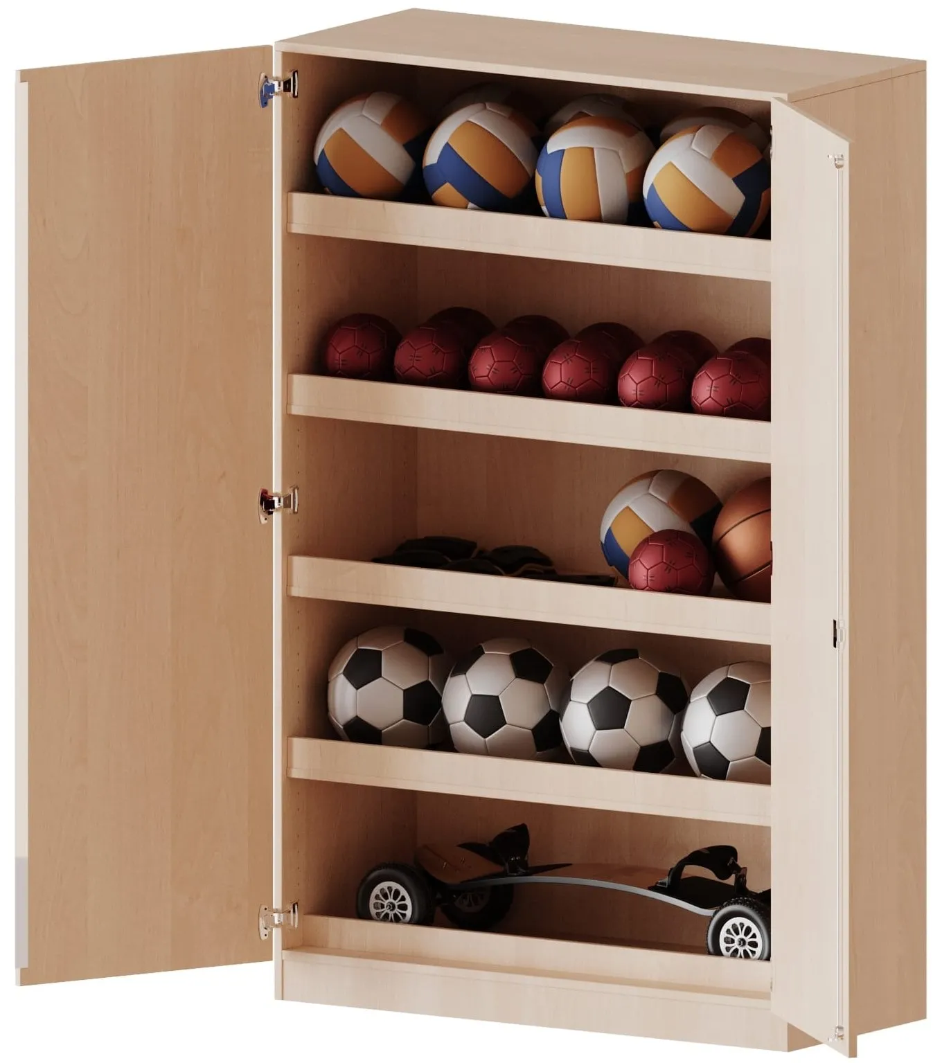 Sportschrank mit 5 Ballablagen, B/H 120 x 190 cm - EVO180 Serie