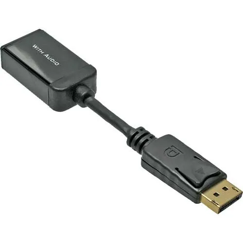 InLine DisplayPort zu HDMI Adapterkabel mit Audio, DisplayPort Stecker auf HDMI Buchse, schwarz, 0,15m
