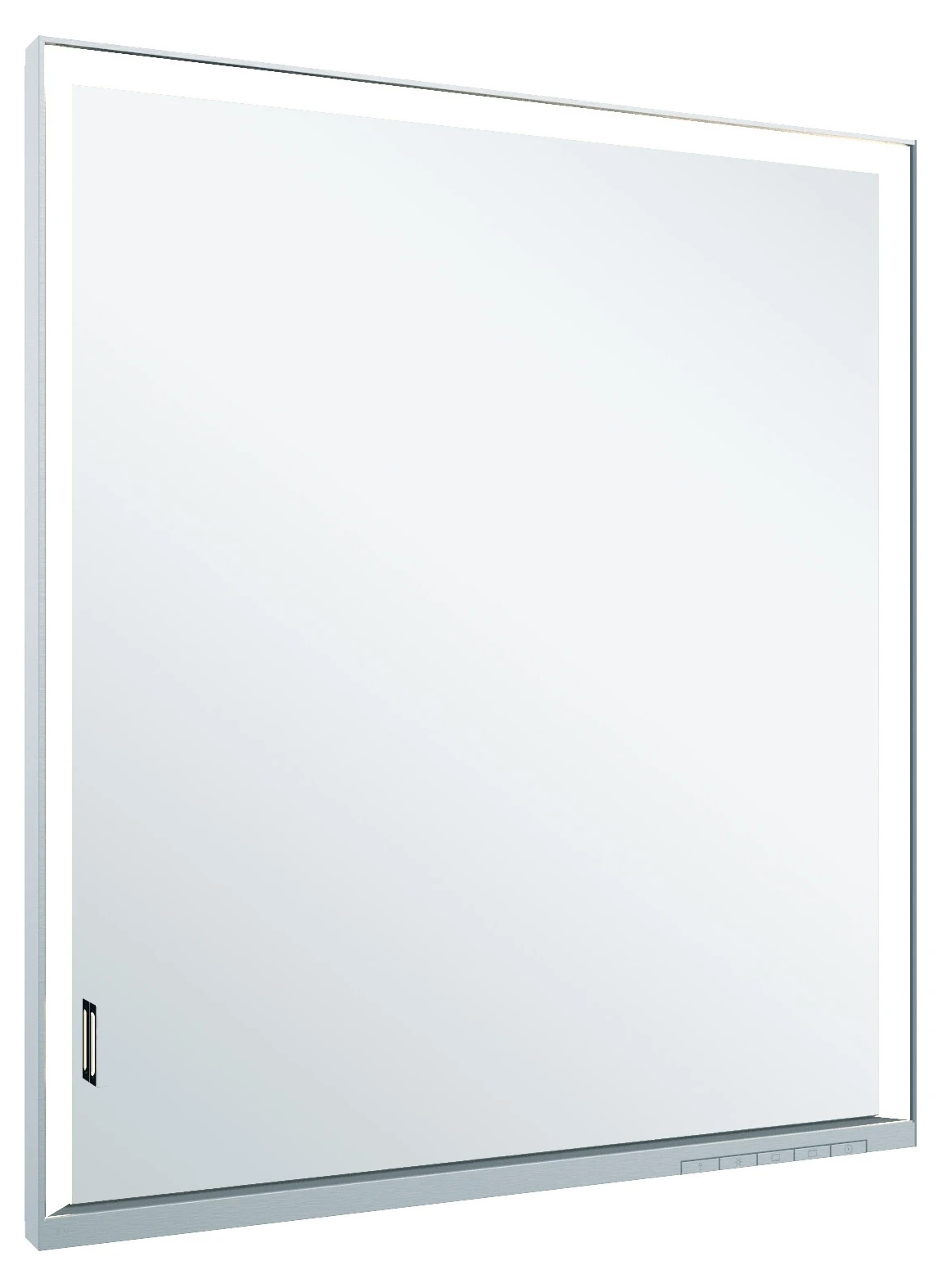 KEUCO Wandeinbau Spiegelschrank mit verdecktem Ablagefach „Royal Lumos“ in Silber (eloxiert), Anschlag rechts, rechts, Unterputz, Anschlag rechts, mit Steckdose, ohne Spiegelheizung 650 × 735 × 130 mm