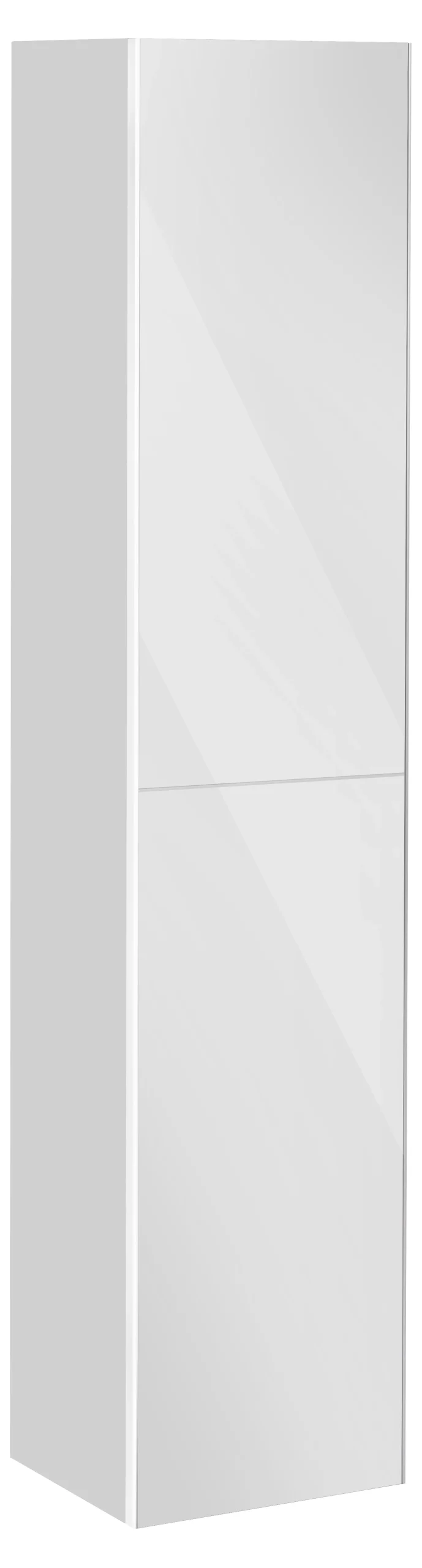 KEUCO Hochschrank „Royal Reflex“ Weiß (Glas), Weiß (Dekor, glänzend), Anschlag links, ohne Beleuchtung 350 × 1670 × 335 mm