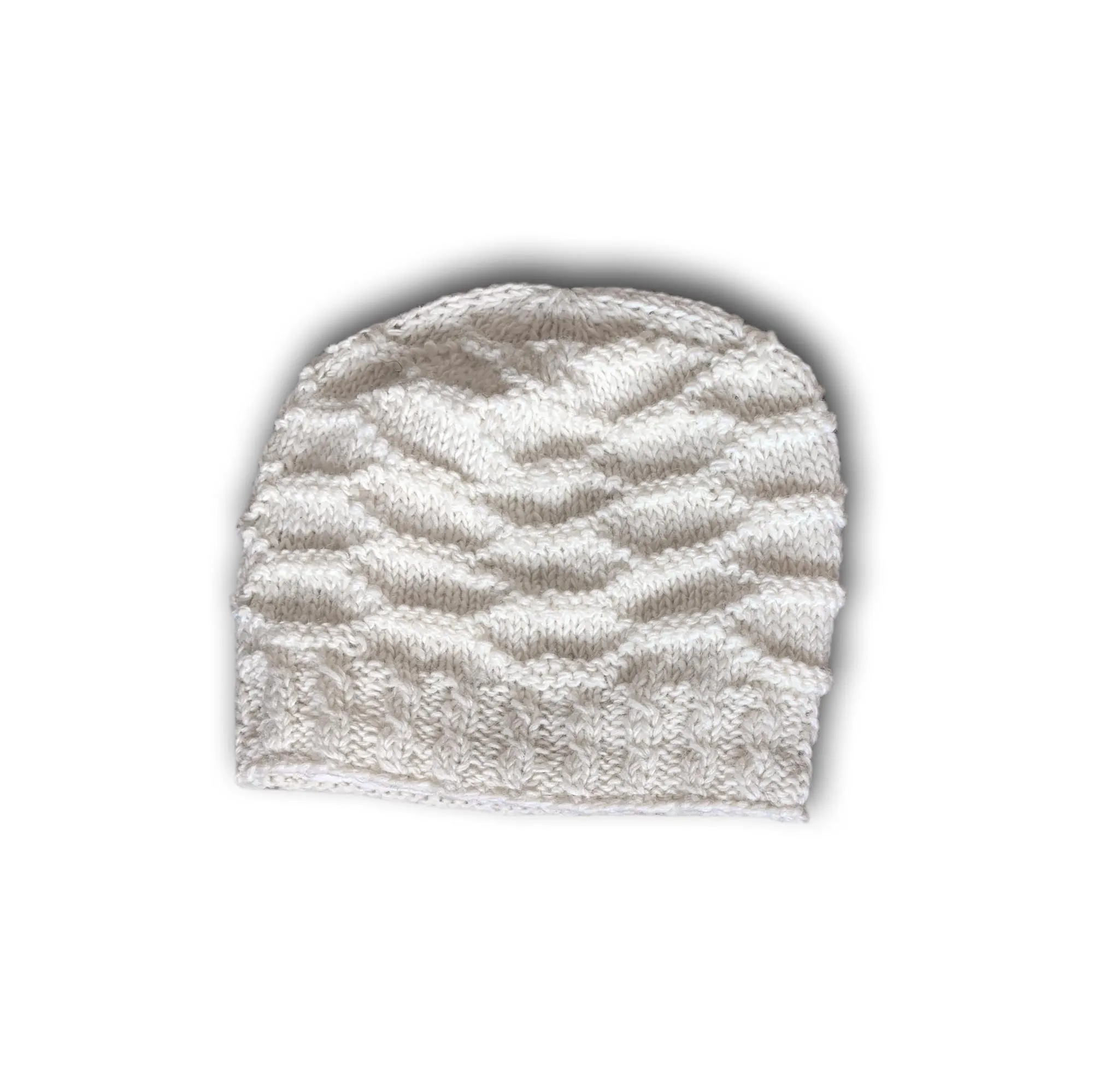 Handgestrickte Mütze 'Honeycomb', weiß