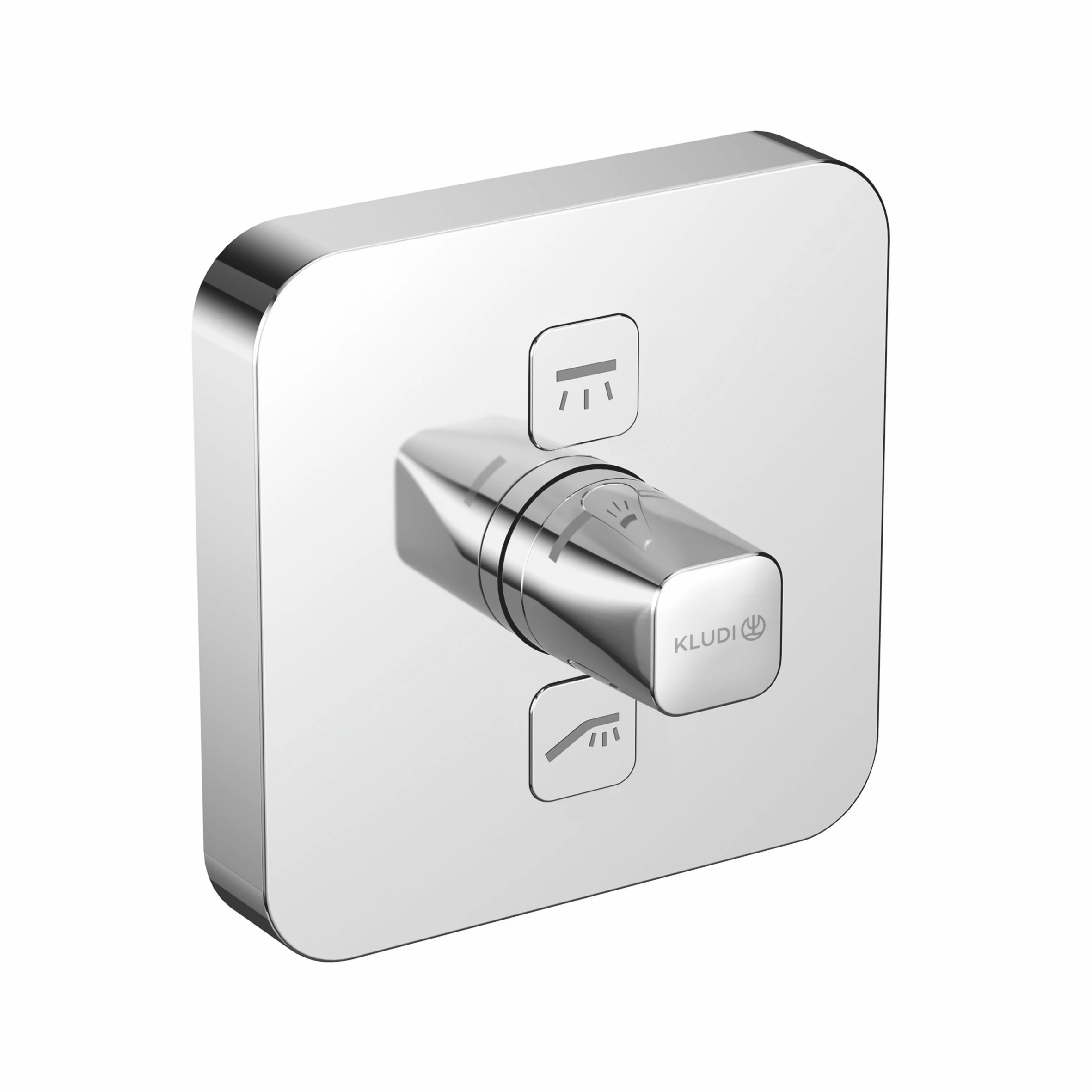 PUSH UPArm. mit Rotationskartusche Drucktaste für 2 Verb., soft edge chrom