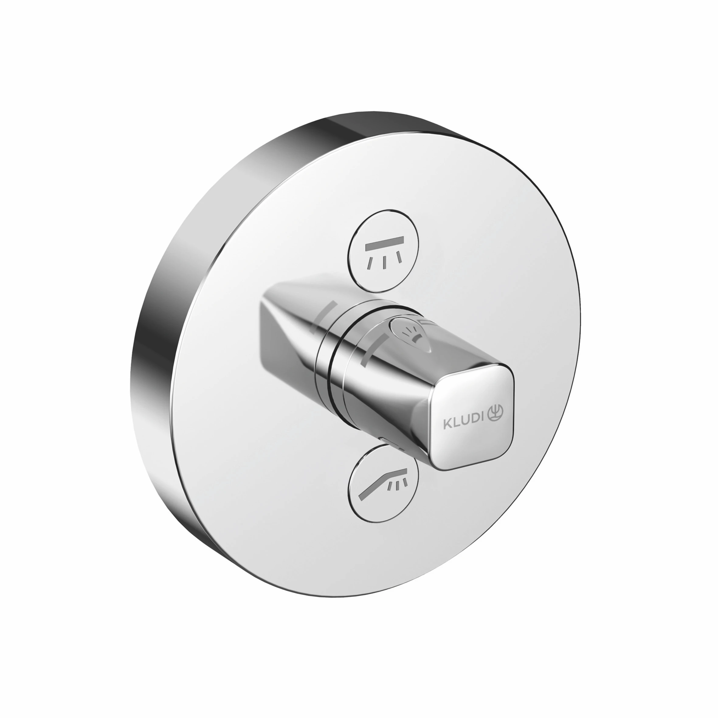 PUSH UPArm. mit Rotationskartusche mit Drucktaste für 2 Verb., rund chrom