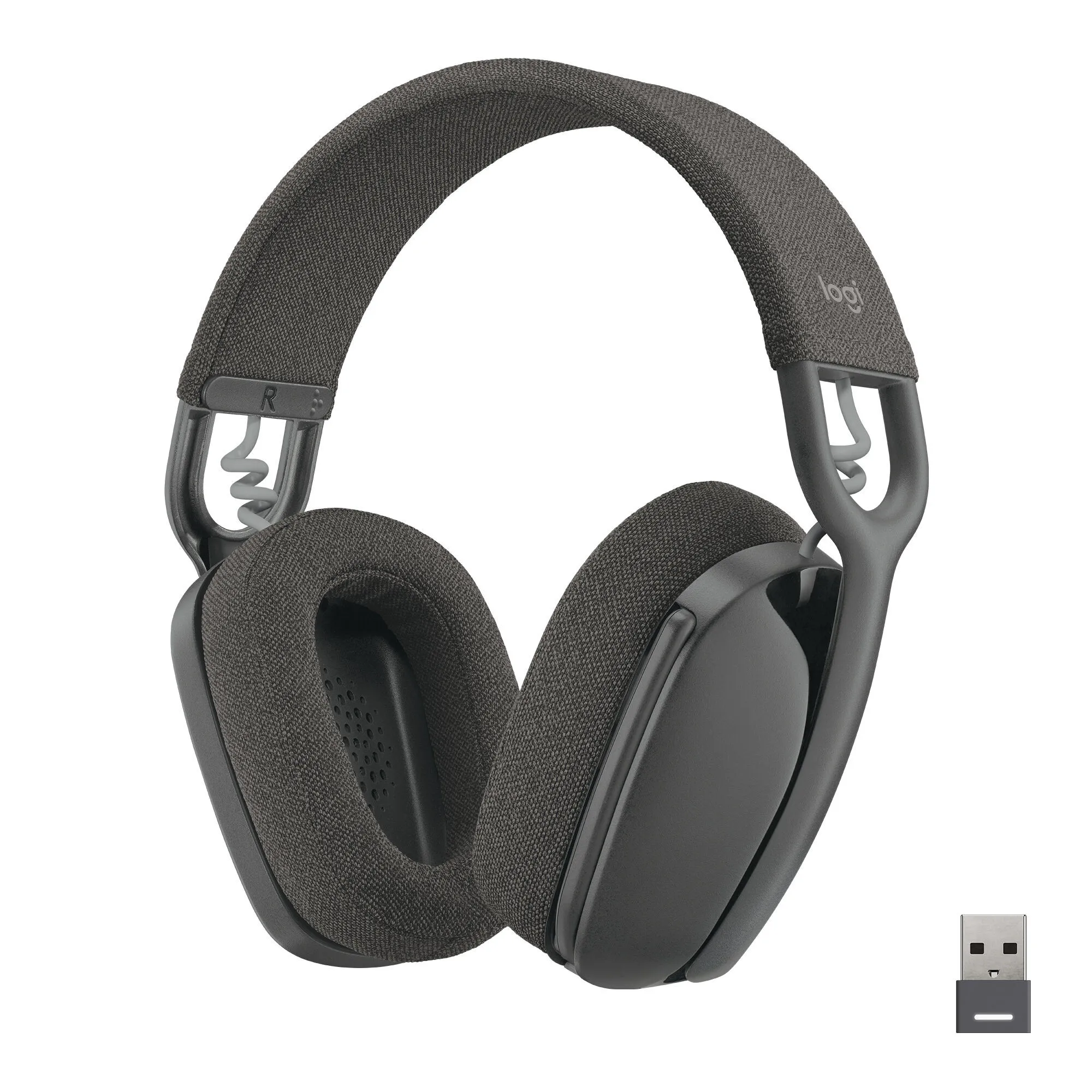 Logitech Zone Vibe Wireless Headset mit Adapter USB-C via Bluetooth, ohrumschließend -Zertifiziert für Microsoft Teams, Grafit