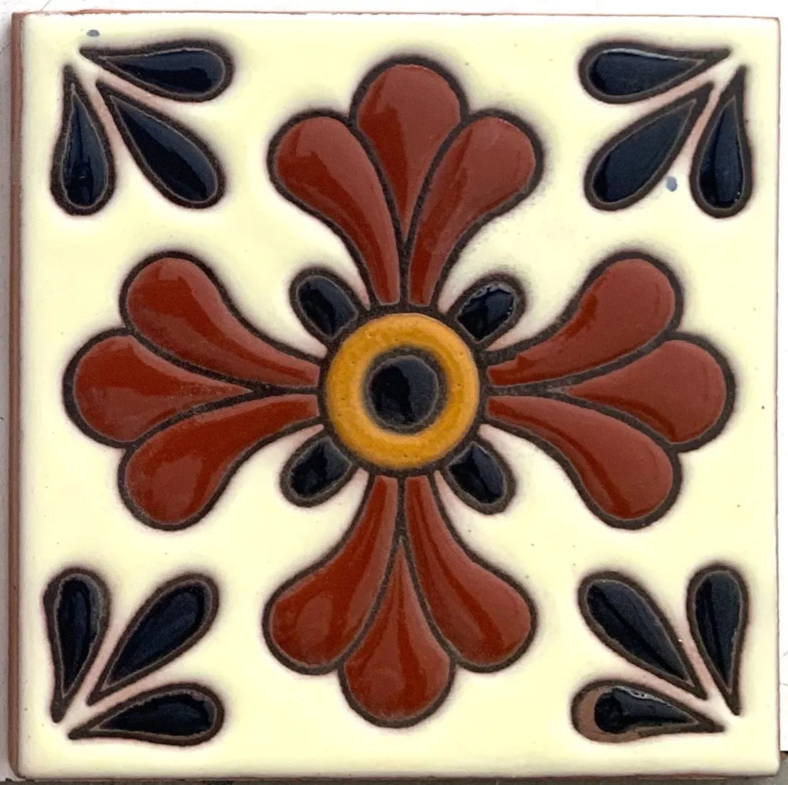 Reliefkachel 'Pueblo', multicolor, T 10 cm, B 10 cm, H 0,5 cm