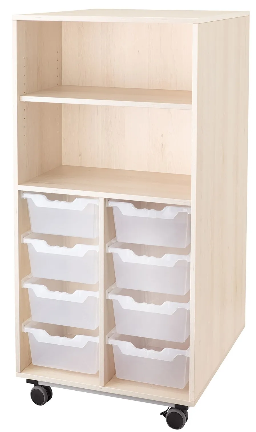 Marlower Möbel fahrbares Regal mit 16 Boxen und 4 offenen Regalfächern