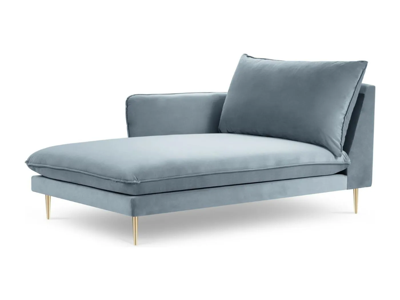 Cosmopolitan Design - Chaiselongue links "Vienna" aus Samt blau - 170x110x95cm