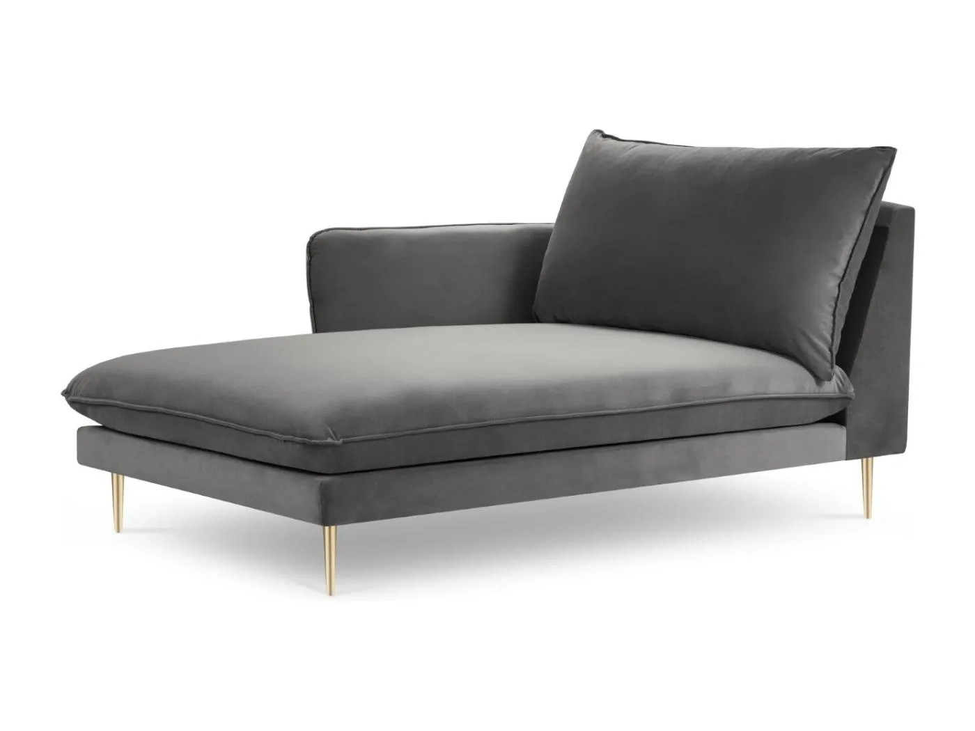 Cosmopolitan Design - Chaiselongue links "Vienna" aus Samt grau - 170x110x95cm