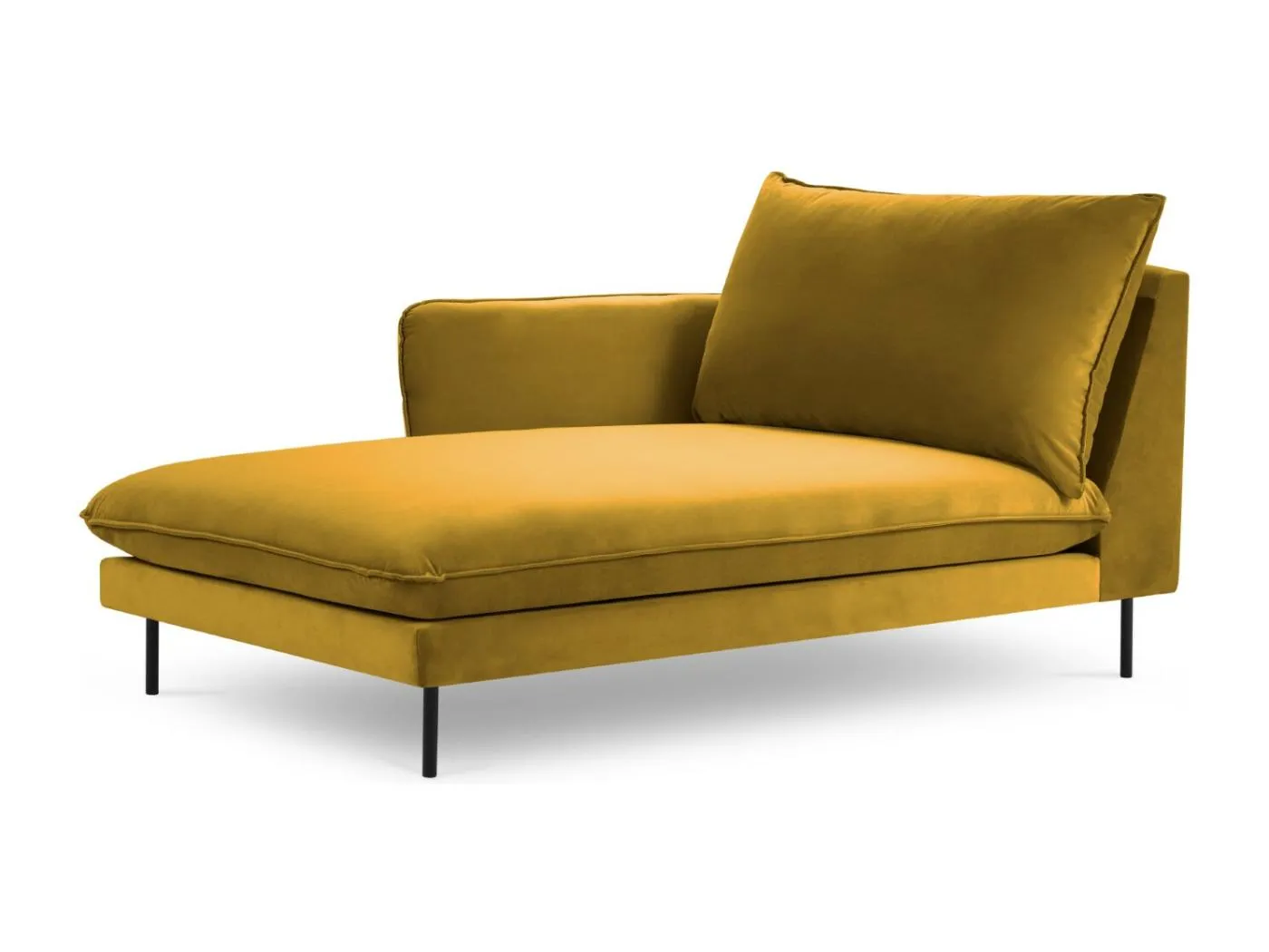 Cosmopolitan Design - Chaiselongue links "Vienna" aus Samt gelb - 170x110x95cm