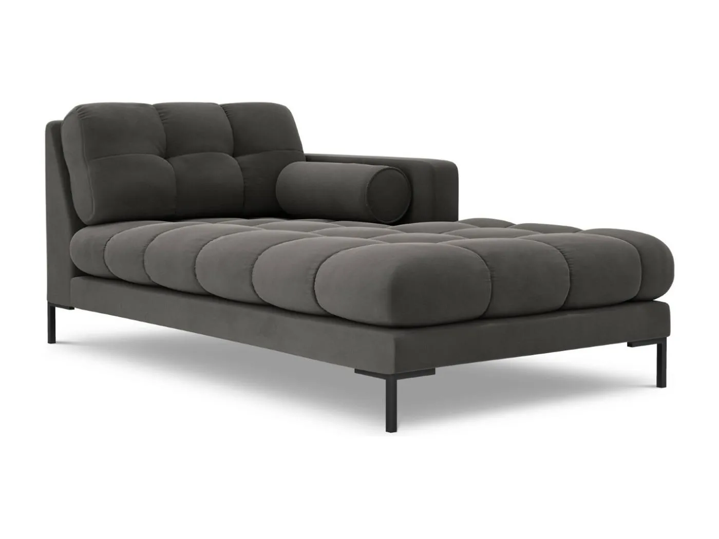 Cosmopolitan Design - Chaiselongue rechts "Bali" aus Samt dunkelgrau - 185x102x75cm