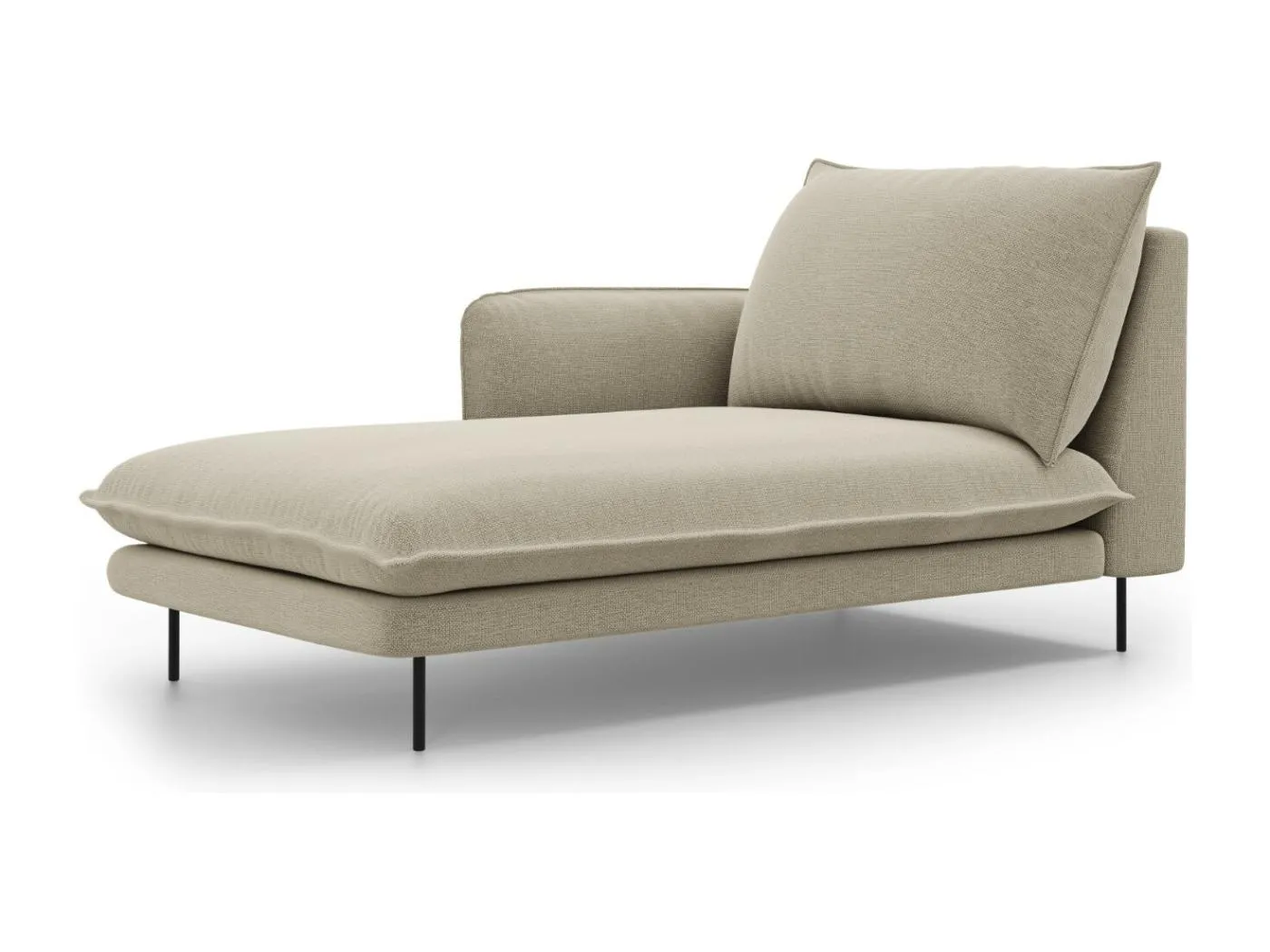 Cosmopolitan Design - Chaiselongue links "Vienna" aus strukturiertem Stoff beige - 170x110x95cm
