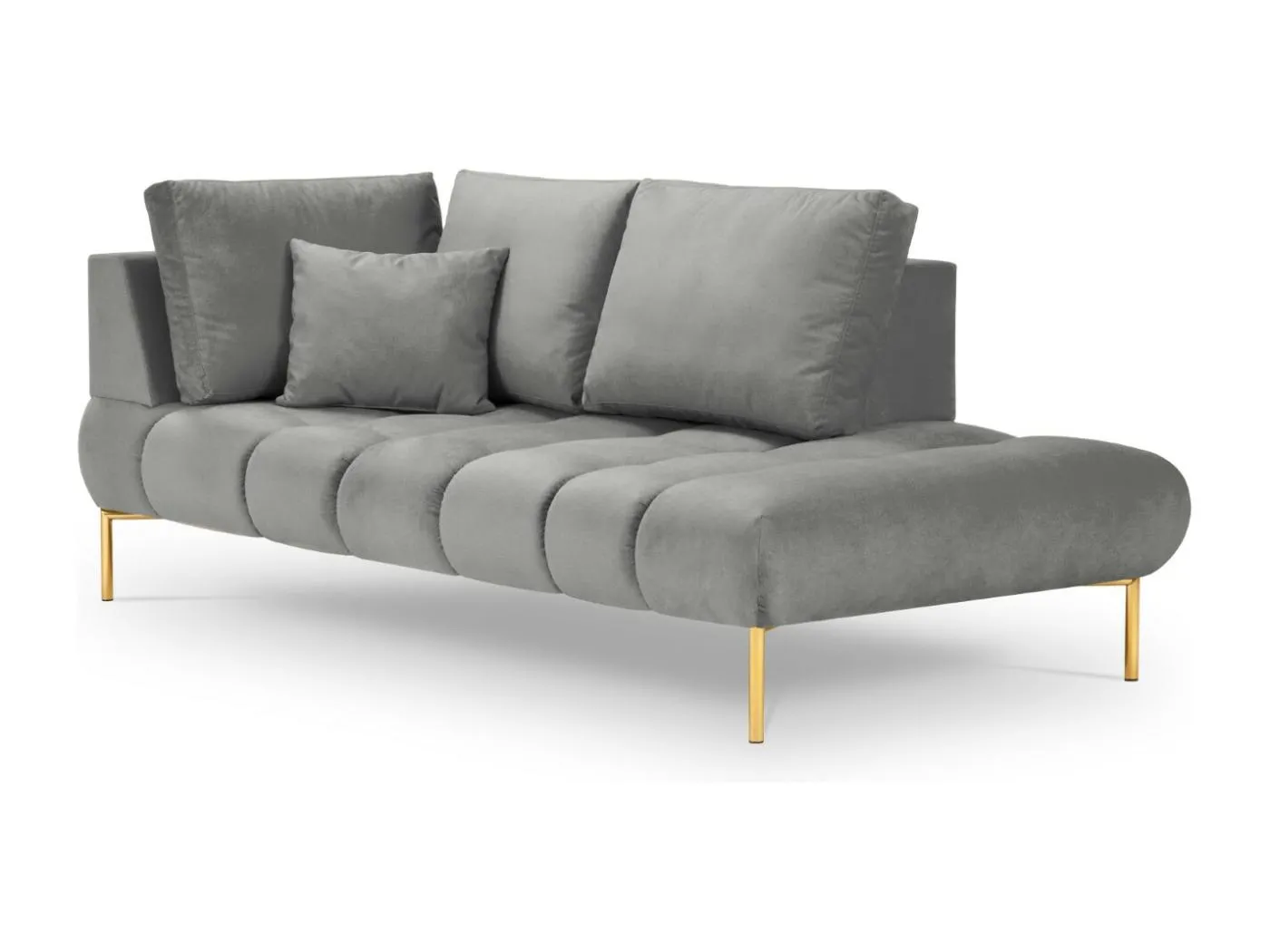 Cosmopolitan Design - 2-Sitzer Chaiselongue rechts "Hastings" aus Samt grau - 216x102x75cm