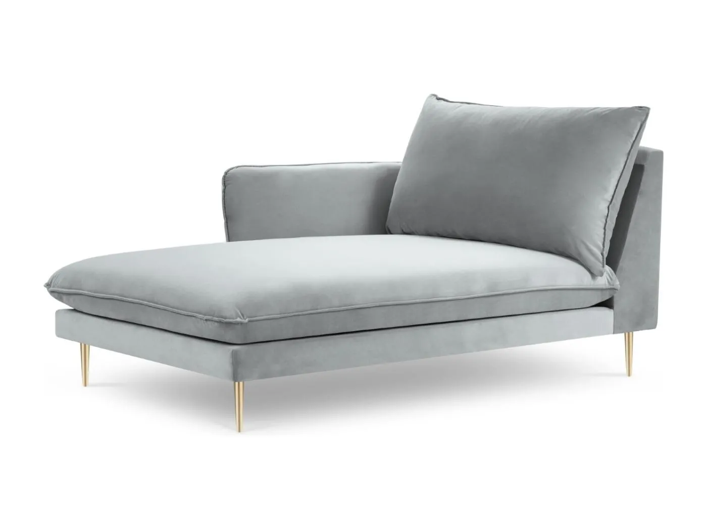 Cosmopolitan Design - Chaiselongue links "Vienna" aus Samt hellgrau - 170x110x95cm