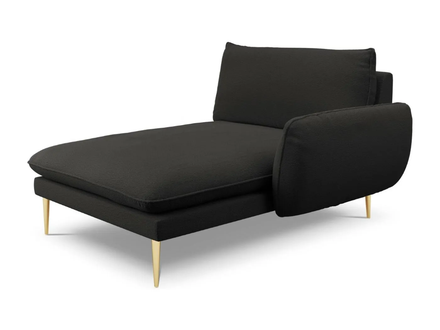 Cosmopolitan Design - Chaiselongue rechts "Vienna" aus Boucle schwarz - 170x110x95cm