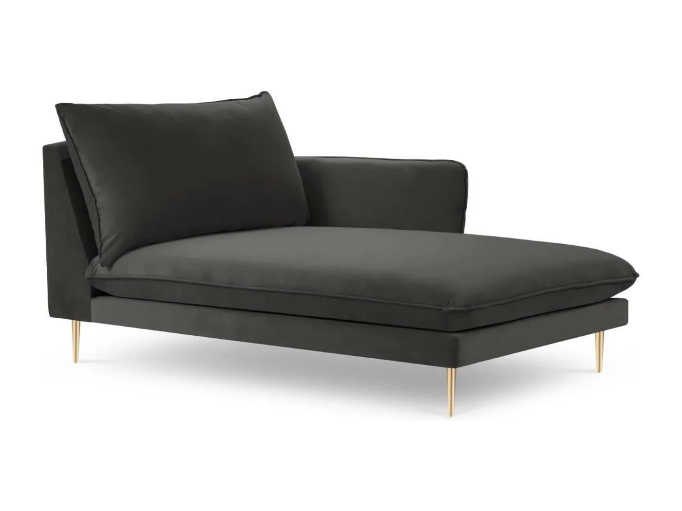 Cosmopolitan Design - Chaiselongue rechts "Vienna" aus Samt dunkelgrau - 170x110x95cm