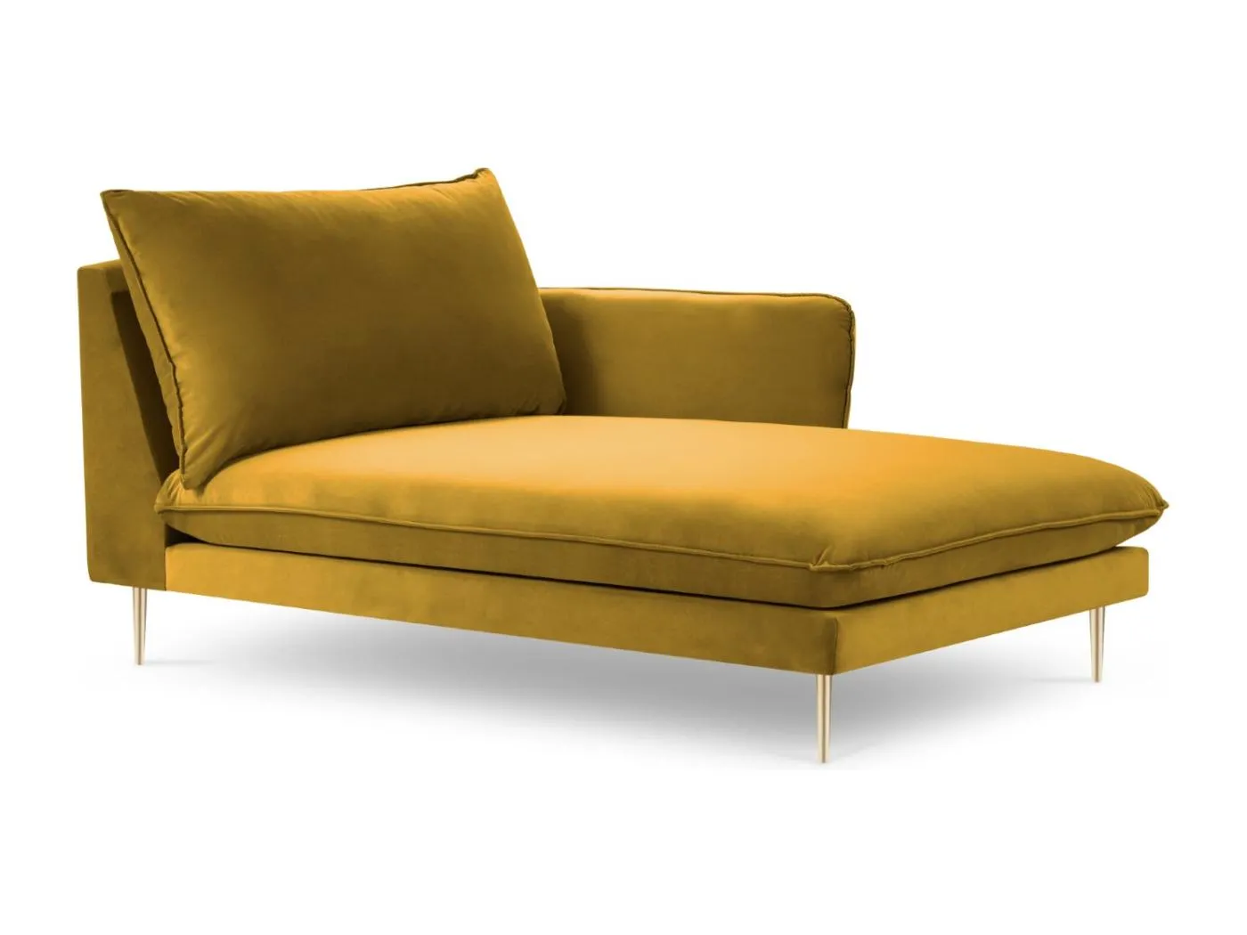 Cosmopolitan Design - Chaiselongue rechts "Vienna" aus Samt gelb - 170x110x95cm
