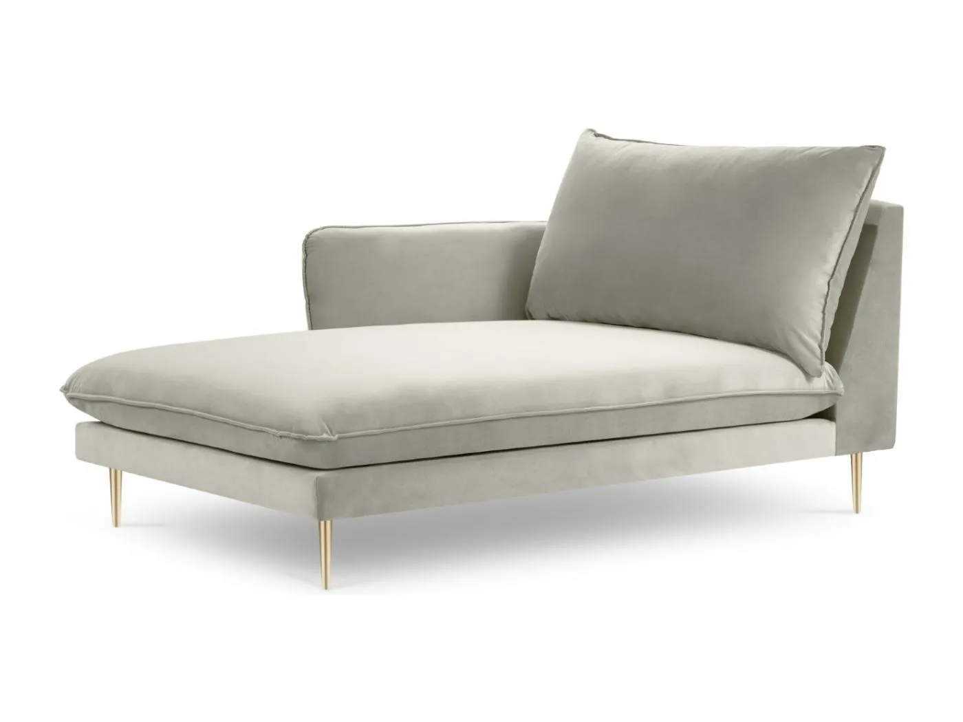 Cosmopolitan Design - Chaiselongue links "Vienna" aus Samt beige - 170x110x95cm