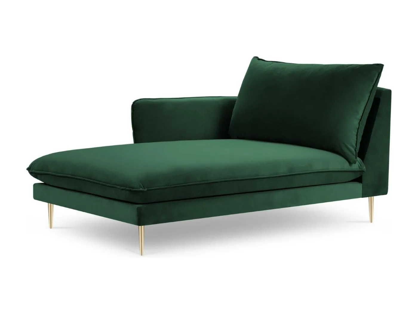 Cosmopolitan Design - Chaiselongue links "Vienna" aus Samt flaschengrün - 170x110x95cm