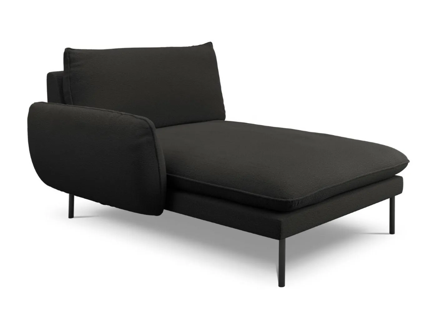 Cosmopolitan Design - Chaiselongue links "Vienna" aus Boucle schwarz - 170x110x95cm