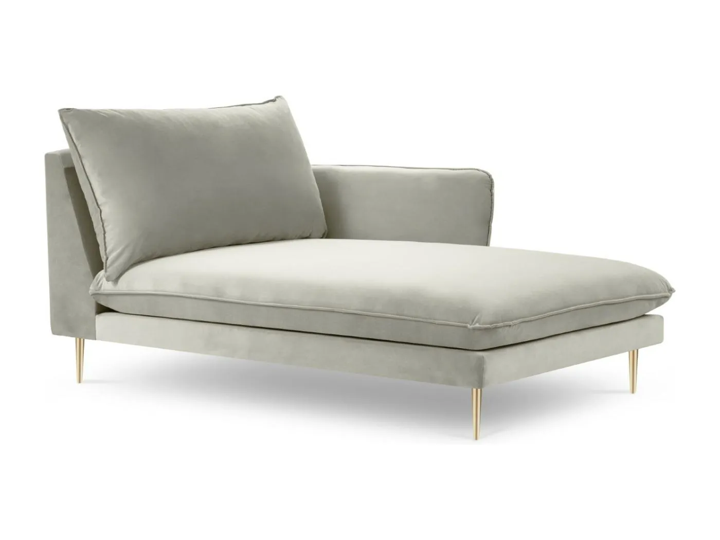 Cosmopolitan Design - Chaiselongue rechts "Vienna" aus Samt beige - 170x110x95cm