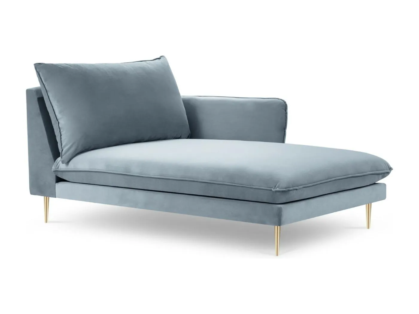 Cosmopolitan Design - Chaiselongue rechts "Vienna" aus Samt blau - 170x110x95cm