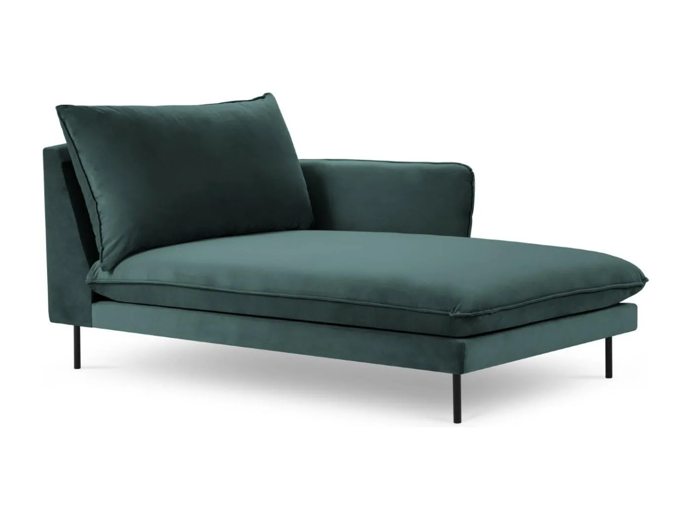 Cosmopolitan Design - Chaiselongue rechts "Vienna" aus Samt petrol - 170x110x95cm