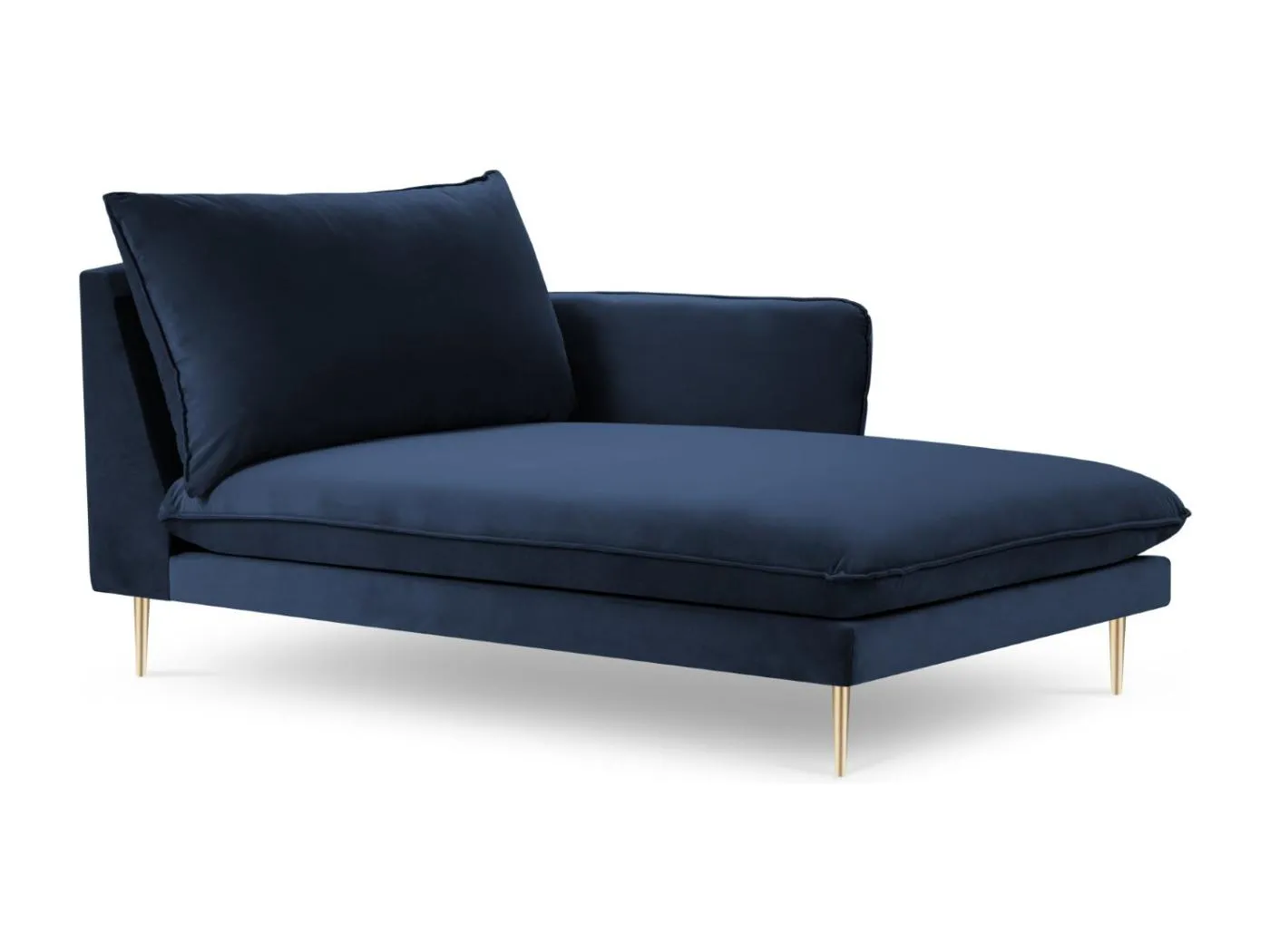 Cosmopolitan Design - Chaiselongue rechts "Vienna" aus Samt königsblau - 170x110x95cm