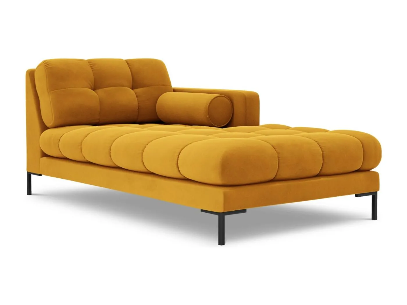 Cosmopolitan Design - Chaiselongue rechts "Bali" aus Samt gelb - 185x102x75cm