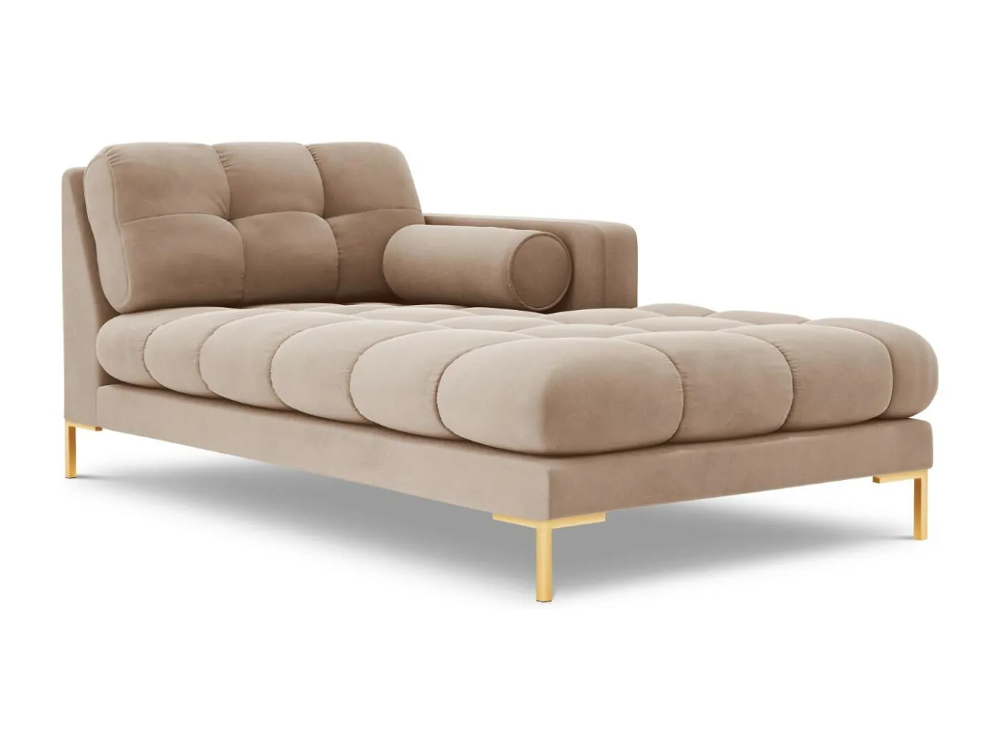 Cosmopolitan Design - Chaiselongue rechts "Bali" aus Samt beige - 185x102x75cm
