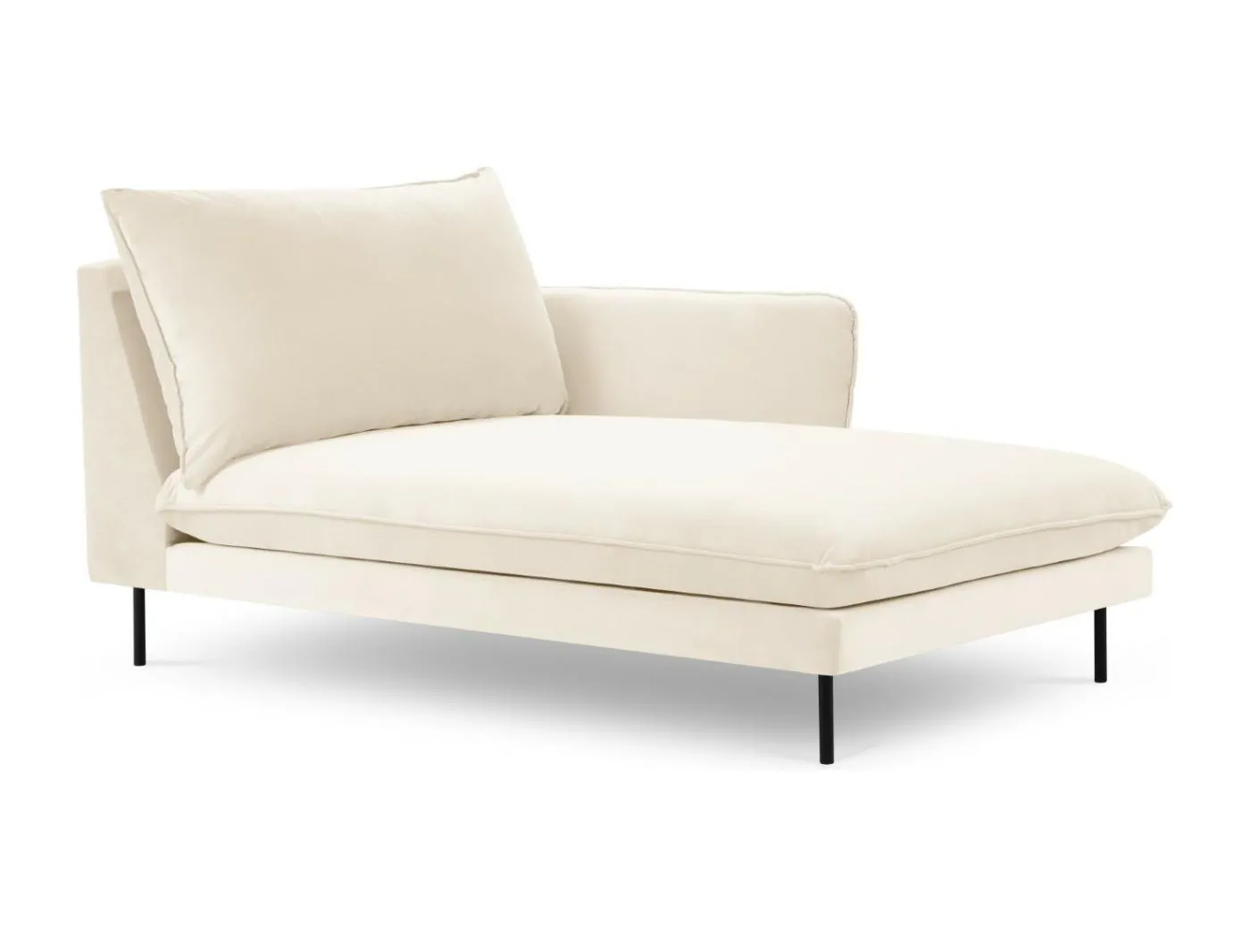Cosmopolitan Design - Chaiselongue rechts "Vienna" aus Samt leichtes beige - 170x110x95cm