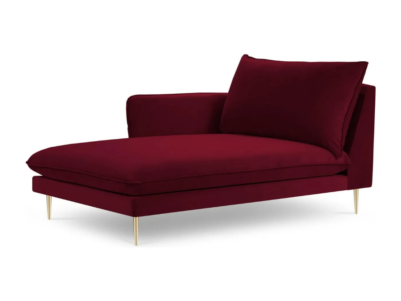 Cosmopolitan Design - Chaiselongue links "Vienna" aus Samt rot - 170x110x95cm