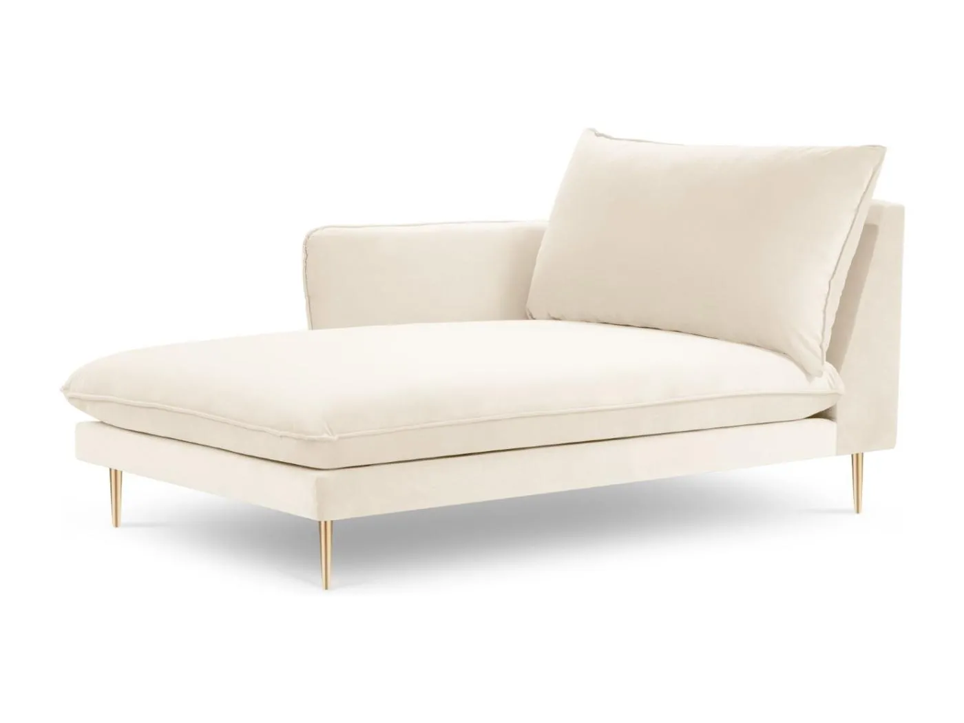 Cosmopolitan Design - Chaiselongue links "Vienna" aus Samt leichtes beige - 170x110x95cm