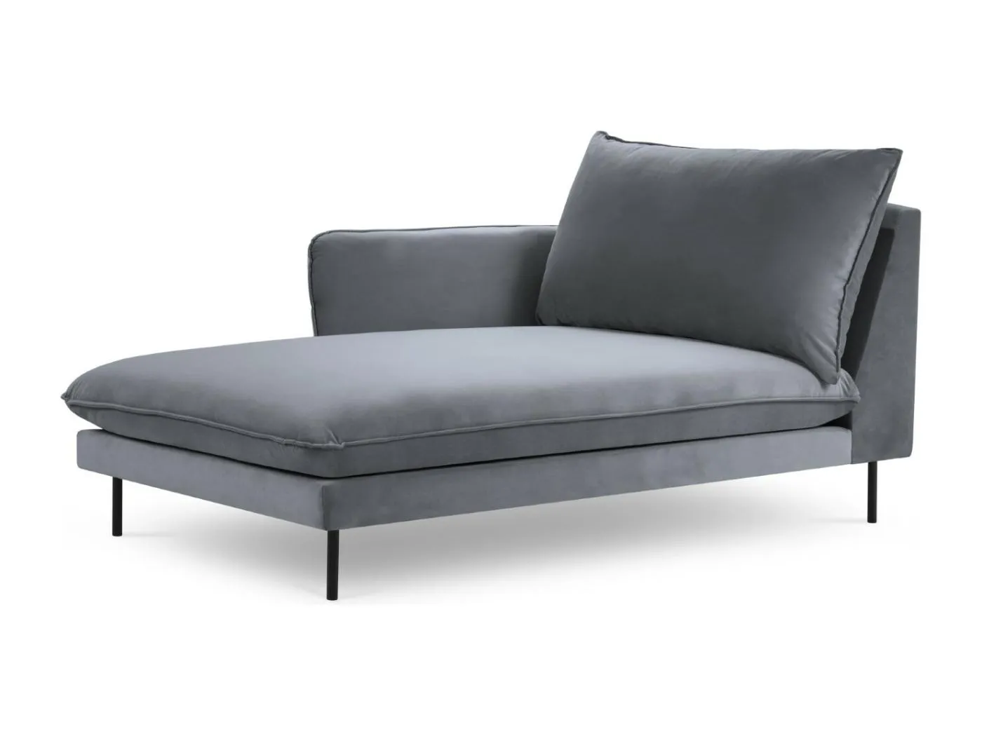 Cosmopolitan Design - Chaiselongue links "Vienna" aus Samt blaugrau - 170x110x95cm