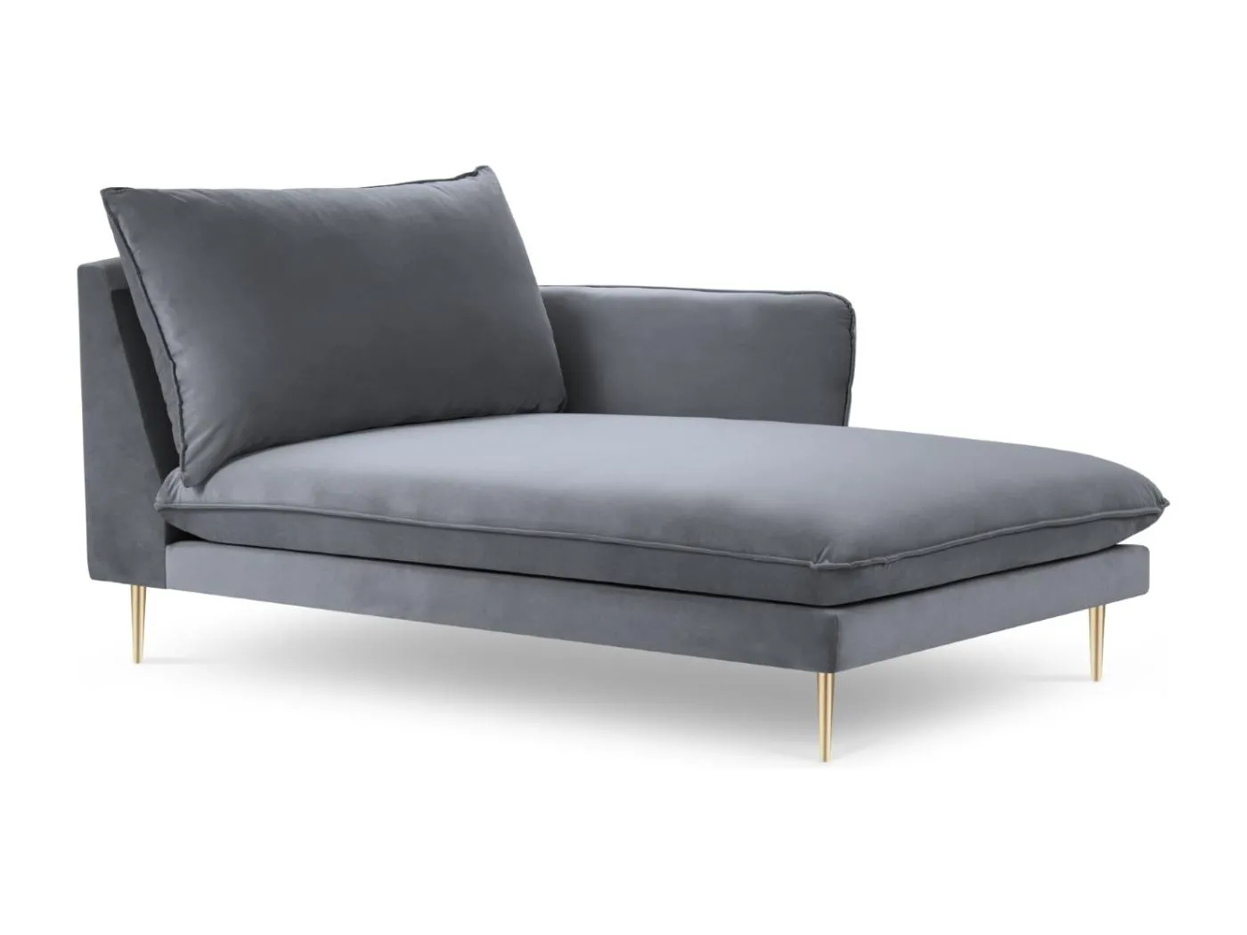 Cosmopolitan Design - Chaiselongue rechts "Vienna" aus Samt blaugrau - 170x110x95cm