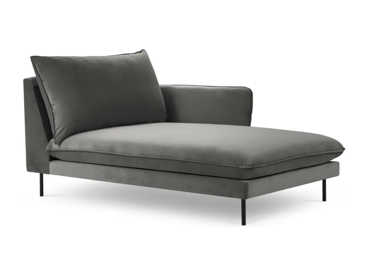Cosmopolitan Design - Chaiselongue rechts "Vienna" aus Samt grau - 170x110x95cm