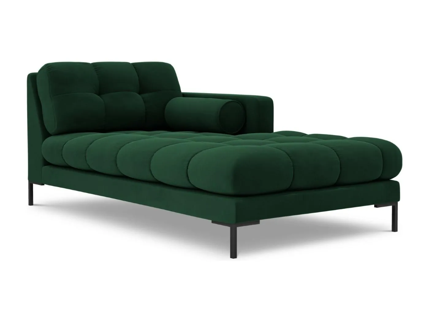 Cosmopolitan Design - Chaiselongue rechts "Bali" aus Samt flaschengrün - 185x102x75cm
