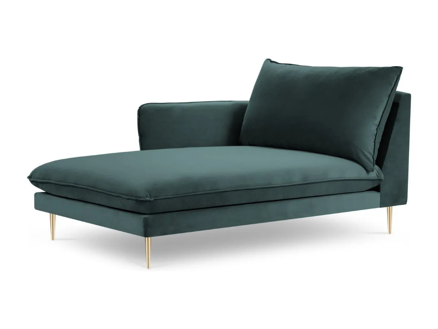 Cosmopolitan Design - Chaiselongue links "Vienna" aus Samt petrol - 170x110x95cm