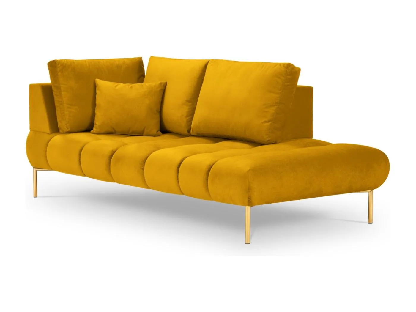 Cosmopolitan Design - 2-Sitzer Chaiselongue rechts "Hastings" aus Samt gelb - 216x102x75cm