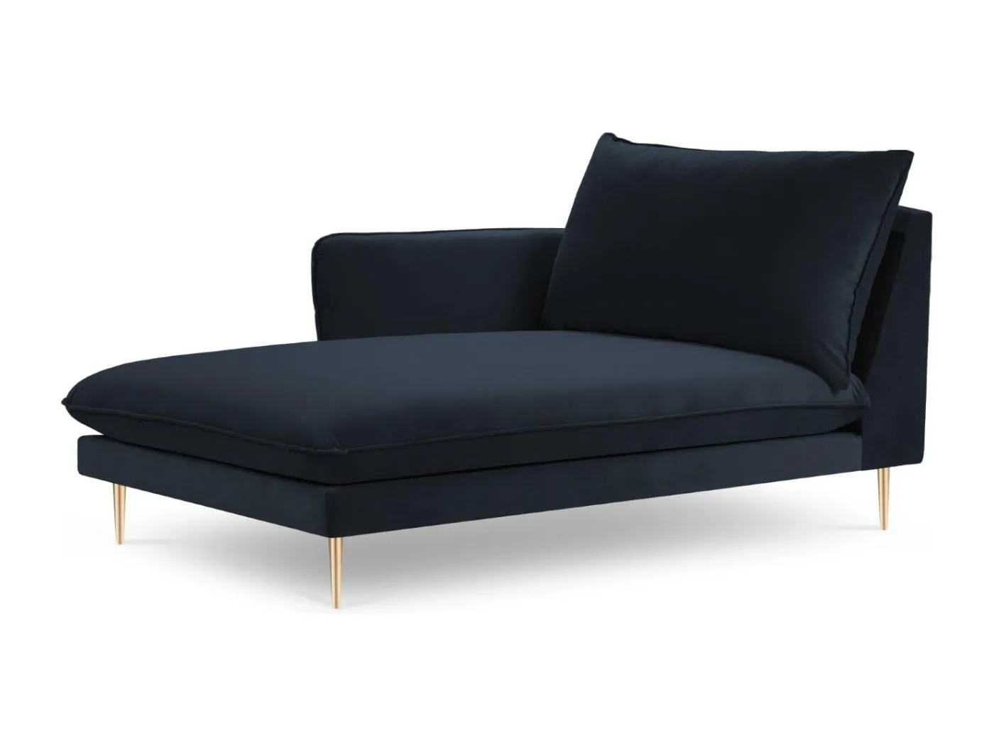 Cosmopolitan Design - Chaiselongue links "Vienna" aus Samt dunkelblau - 170x110x95cm
